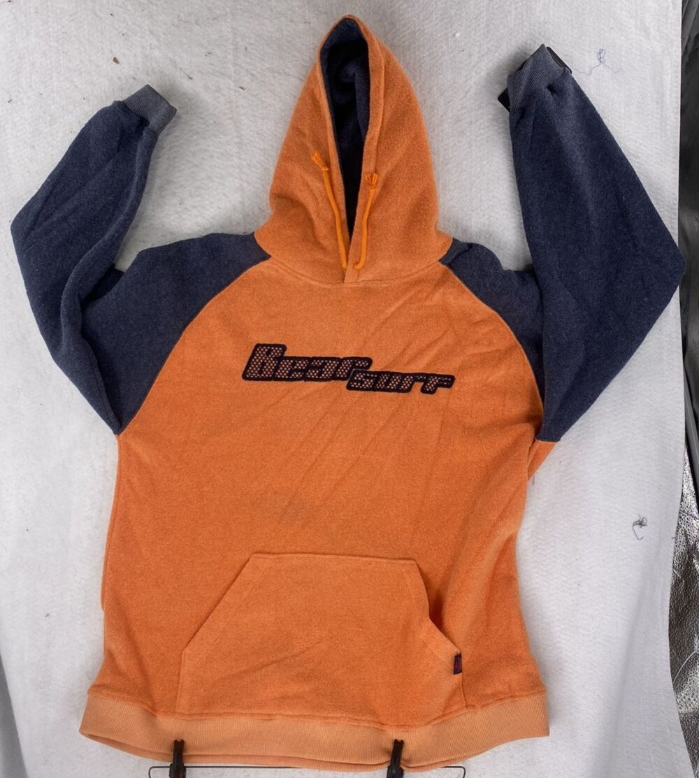 Vintage Bear Surfboards Hoodie Orange Navy Blue Large